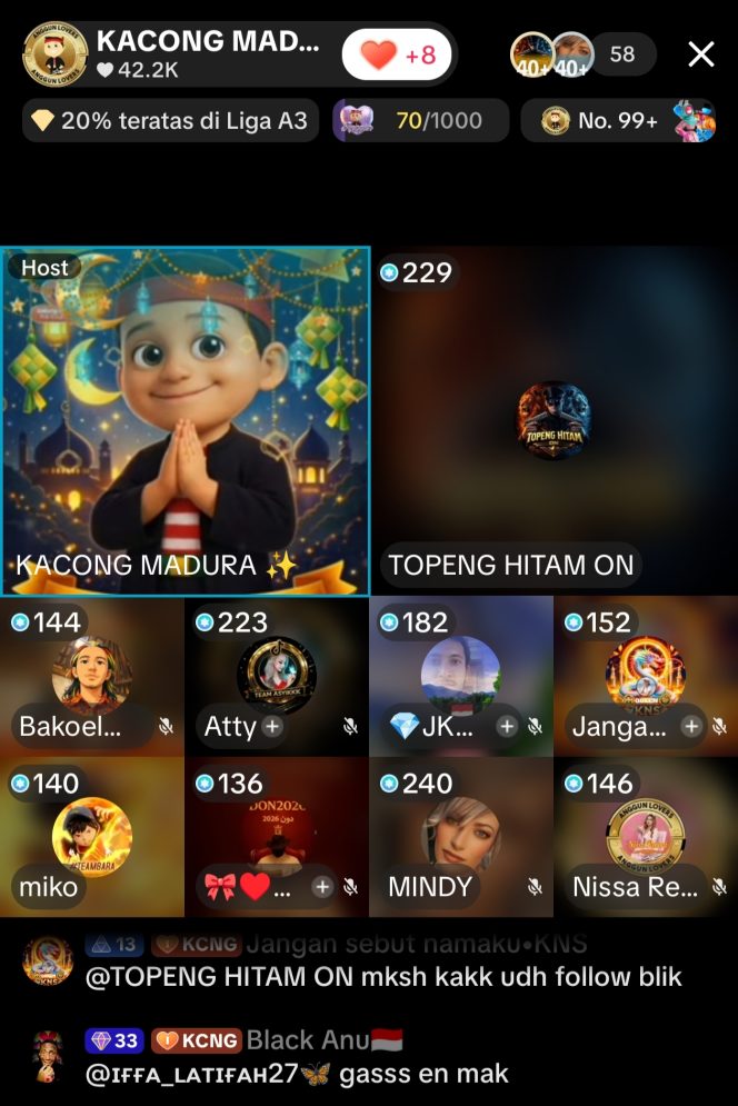 
 TOPENG HITAM ON Guncang Room KACONG MADURA, Komal Malam Penuh Solidaritas dan Energi Positif
