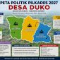 Ilustrasi/Alinimasi peta politik Pilkades Desa Duko 2027 yang menggambarkan dinamika dan potensi kontestasi menjelang Pemilihan Kepala Desa Serentak. Gambar ini merupakan visual ilustratif (alinimasi) dan bukan representasi kondisi maupun calon yang sebenarnya.