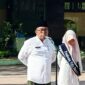 Kepala SMPN 4 Sumenep, Junaidi, S.Pd., M.Pd., saat upacara peringatan Hari Santri Nasional 2026.